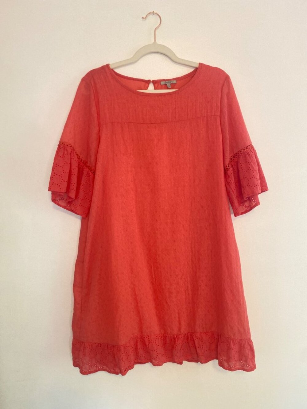 Jodifl Coral Cotton Dress With Eyelet Detail Women's Size M